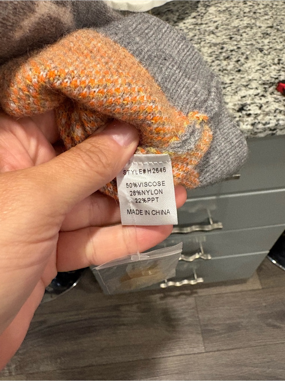 Floral V-Neck Cardigan Sweater - Gray with Orange & Yellow Blooms - Picture 6 of 6